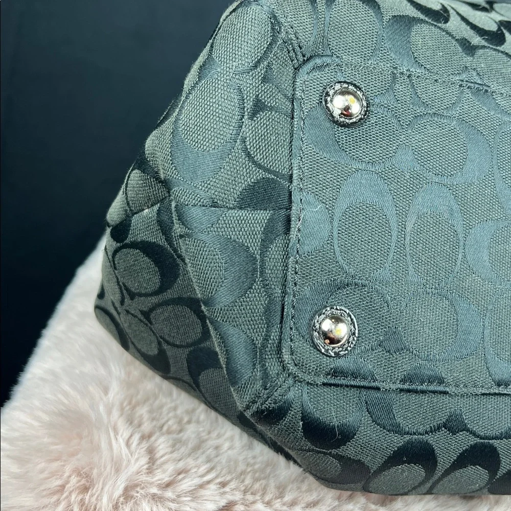 Coach Soho Large Signature Pleated Tote Shoulder Bag F13743 - Black - EUC_13